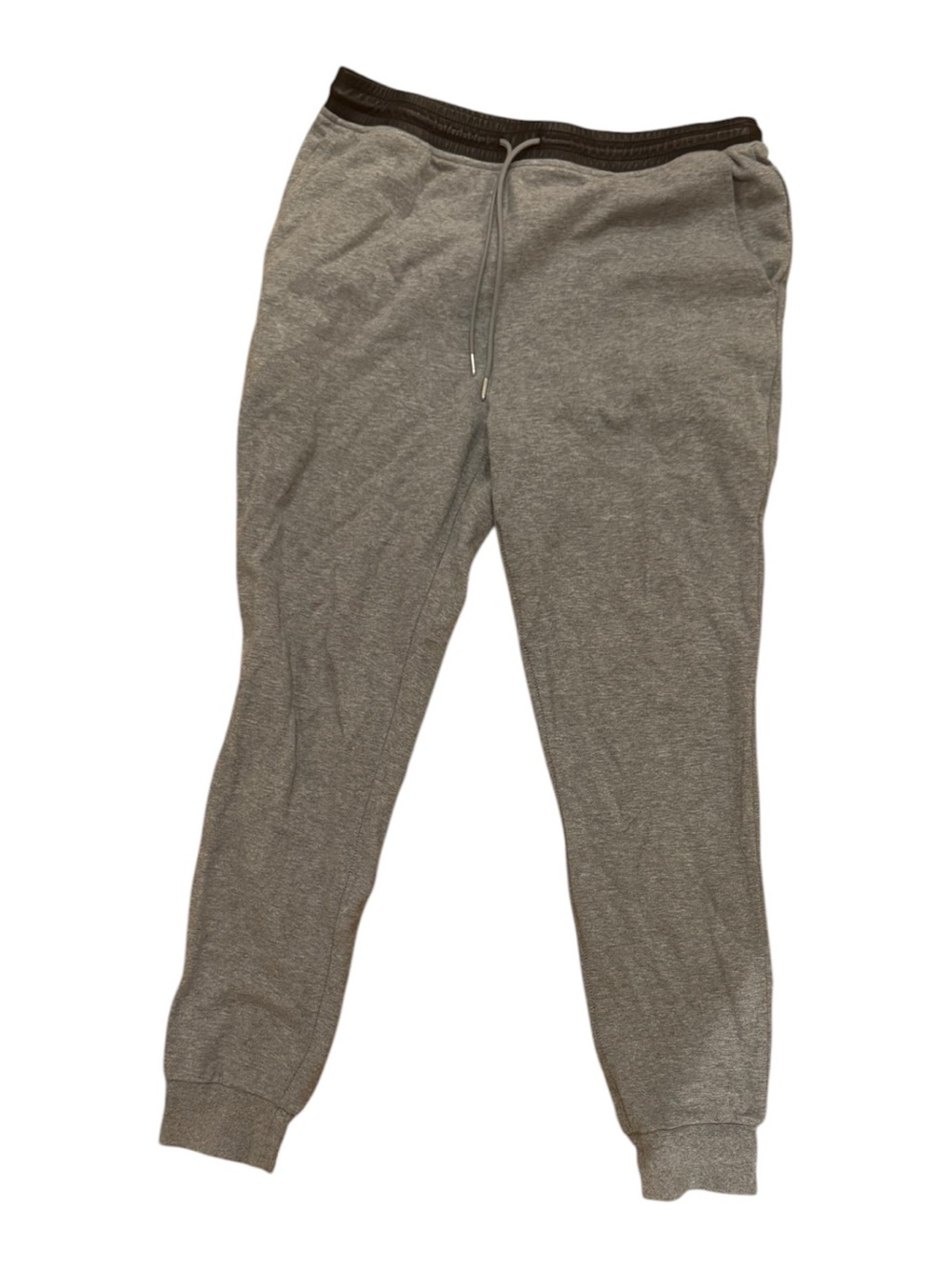 T by Alexander Wang Black Leather Gray Drawstring Hem Joggers Mens size S
